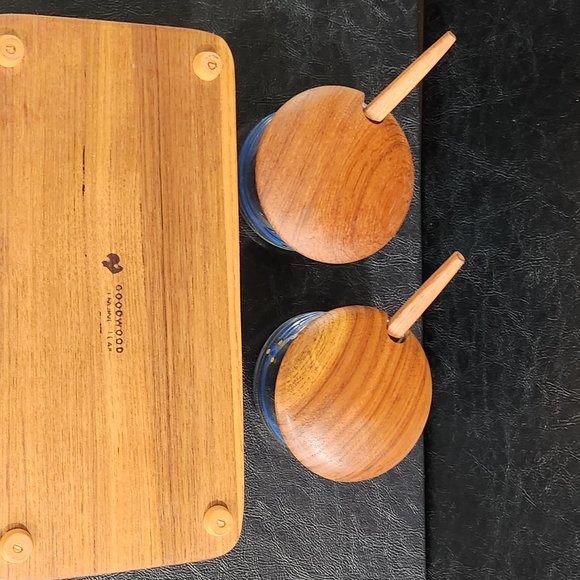 Mid Century Danish Modern 1969 Teak Condiment Set With Tray And Spoons - Picture 4 of 8